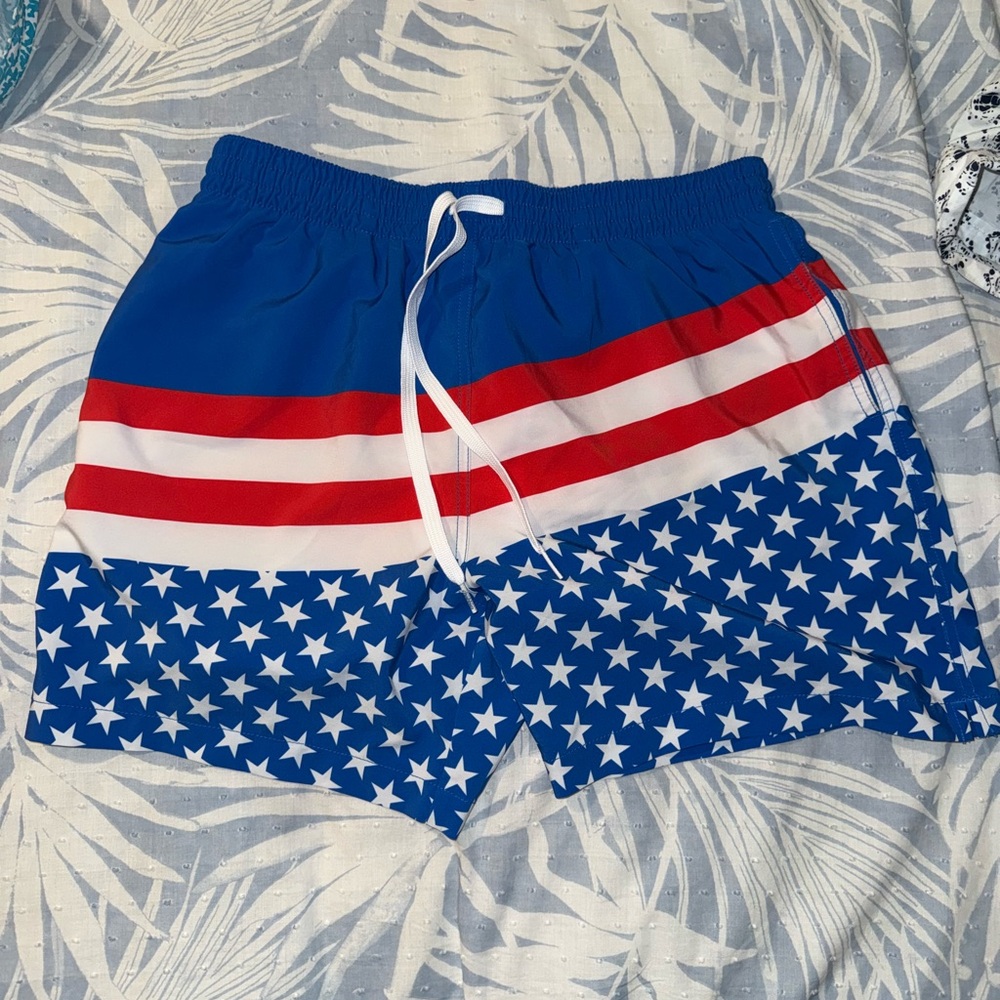 Chubbies Swim Trunks America Theme mesh liner 5.5” inseam size large